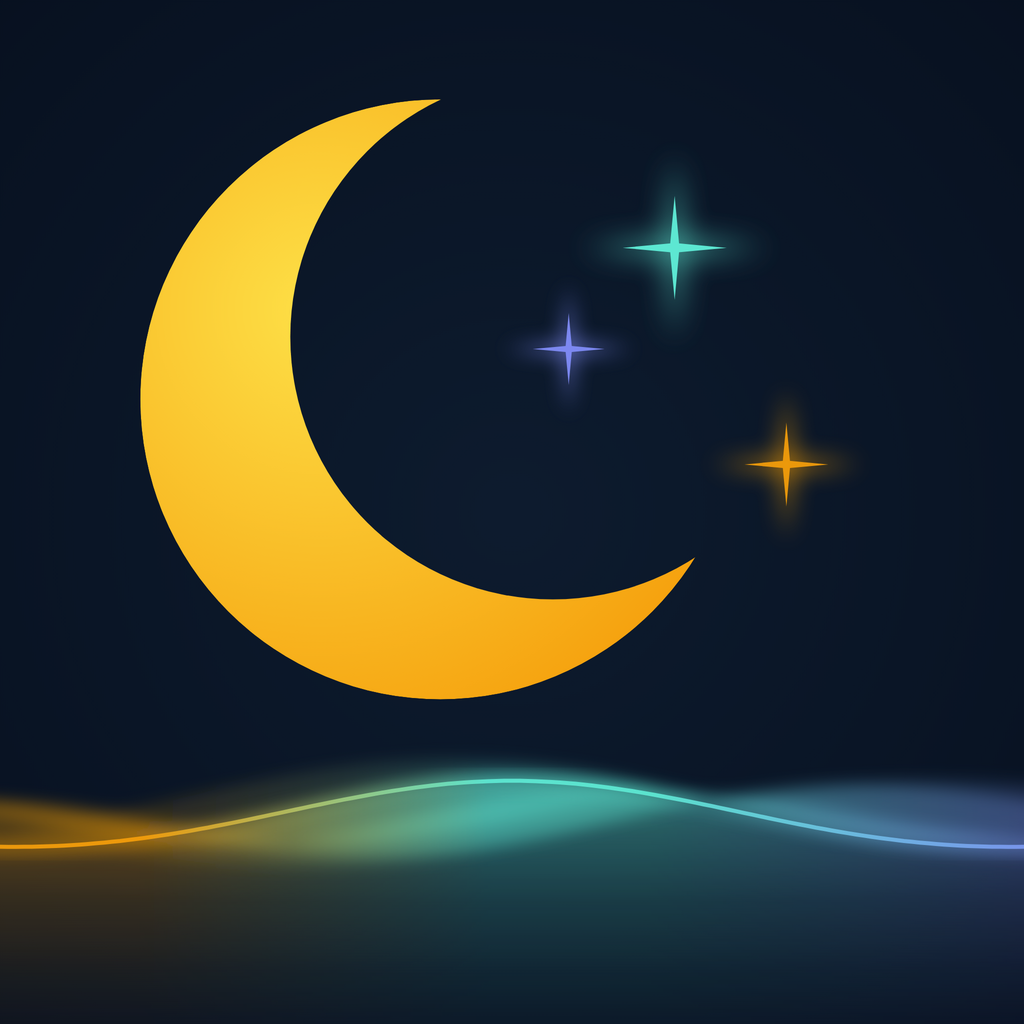 The Ceddie iOS app icon: the gold crescent with three small stars above the Ceddie wave, on night navy.